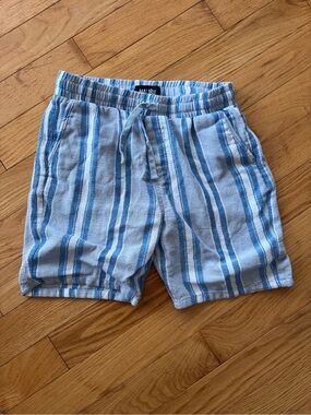 Malibu Blue and White Striped Terry Shorts